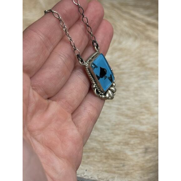Native American SW Sterling Silver Ace Spades Card Necklace Gamble Texas Holdem - Picture 9 of 11